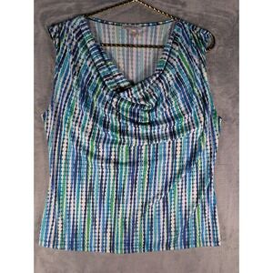 Forever Jade Womens Geometric Print Cowl Neck Sleeveless Blouse Top Size Medium